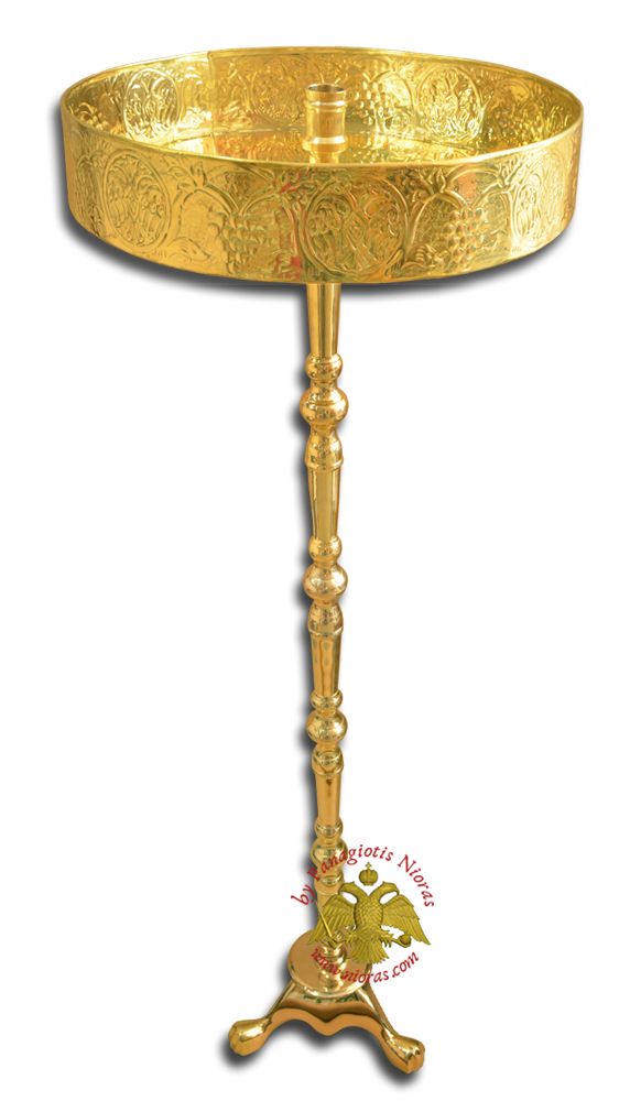 Orthodox Church Traditional Single with Tray Candle Stand Solid Brass 105cm