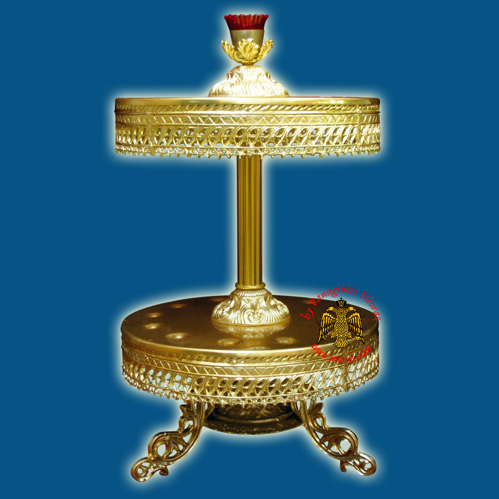Orthodox Aluminum Round Candle Holder for 13 Church Lambadas D:50x92cm