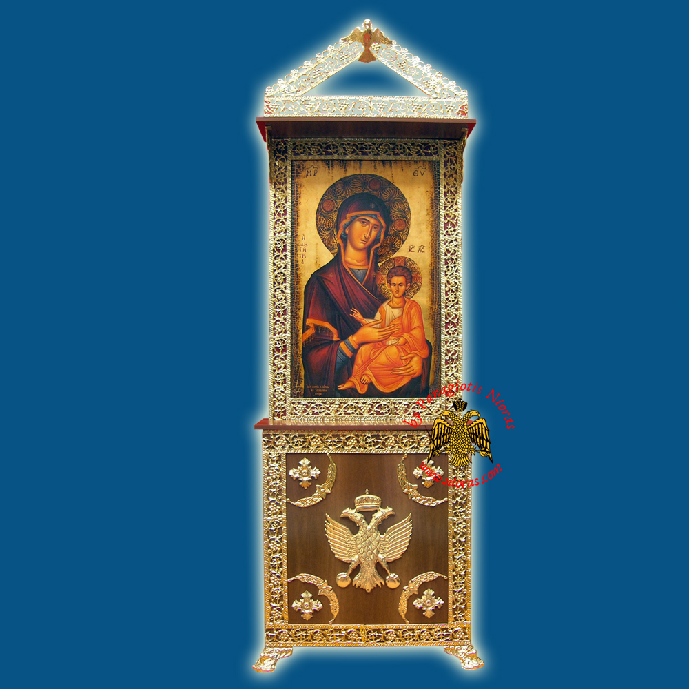Orthodox Church Icon Presentation Wall Iconostasis Byzantine Eagle F with Cross Golden Aluminum
