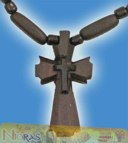 Orthodox Wooden NeckWear Cross With Wooden Beads Neck Cord