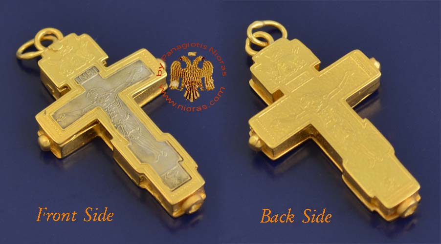 Traditional Russian Orthodox Silver 925 with Gold 999 Gilding Details Cross - No.97