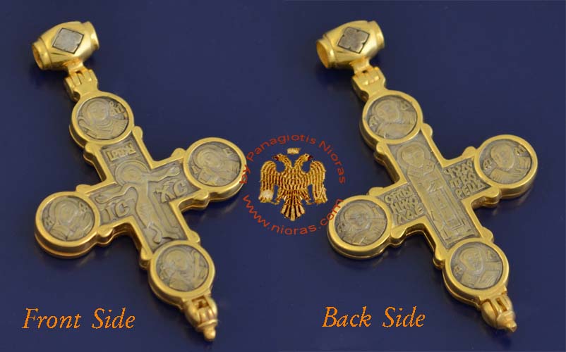 Παραδοσιακός Ορθόδοξος Ασημένιος 925 Ρωσικός Σταυρός με Επίχρυσες 999 λεπτομέρειες Gilding - Ρωσικό Μεγάλο