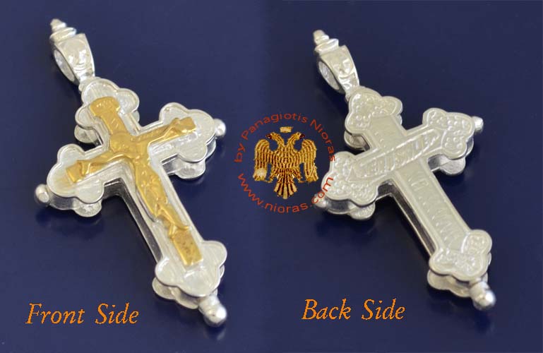 Traditional Byzantine Orthodox Silver 925 with Gold 999 Gilding Details Cross - S3