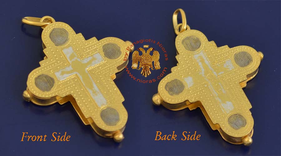 Traditional Byzantine Orthodox Silver 925 with Gold 999 Gilding Details Cross - TR Medium