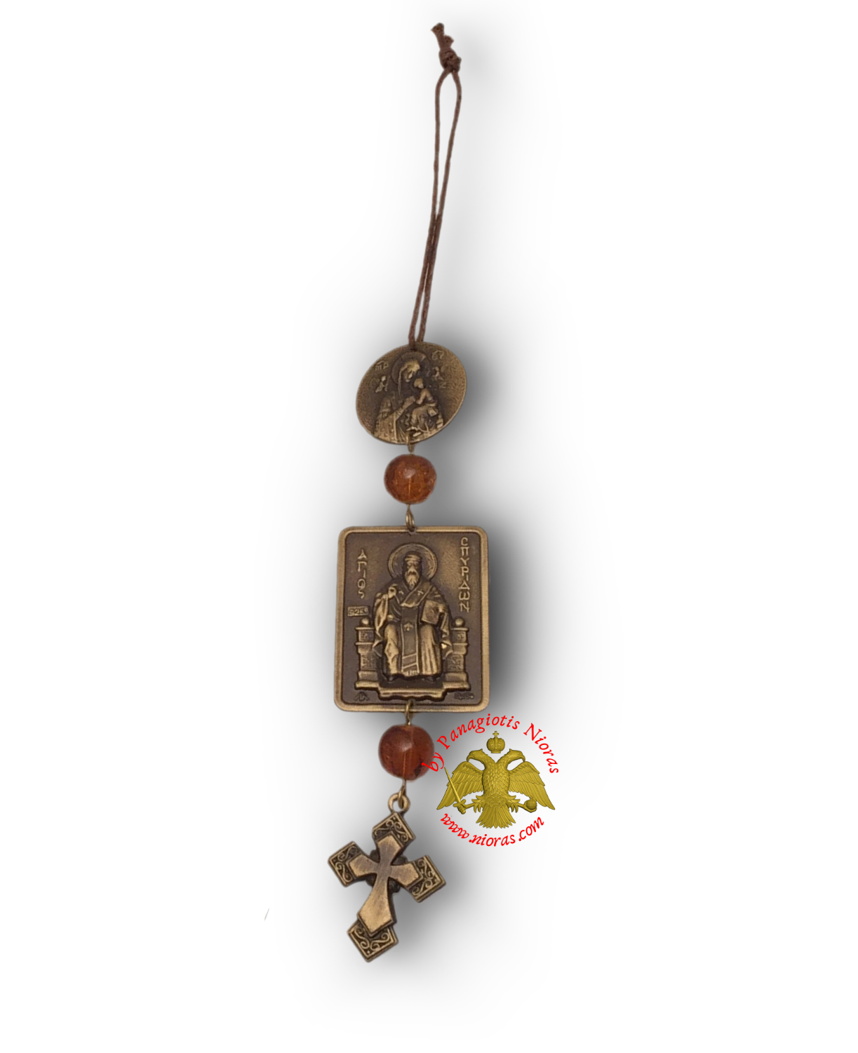 Orthodox Saint Spyridon Small Hanging Pendant Icon 3x4cm