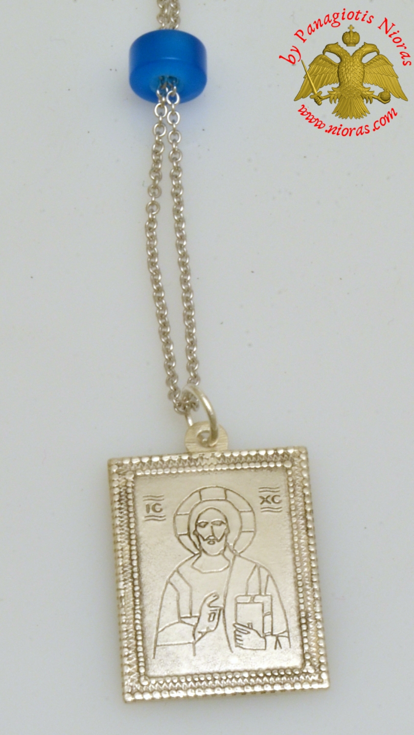 Orthodox Silver Icon Car Amulet Christ Inlined 20x30mm