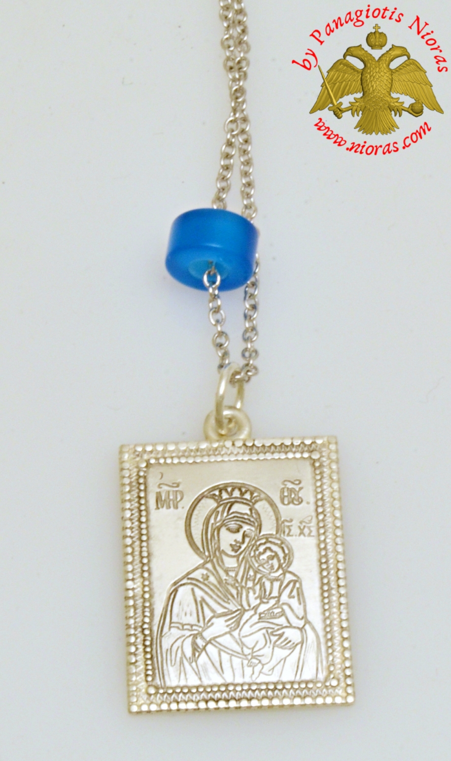 Orthodox Silver Icon Car Amulet Theotokos Inlined 20x30mm