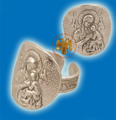 Θεοτόκος Ασημένιο Δαχτυλίδι Στρογγυλό