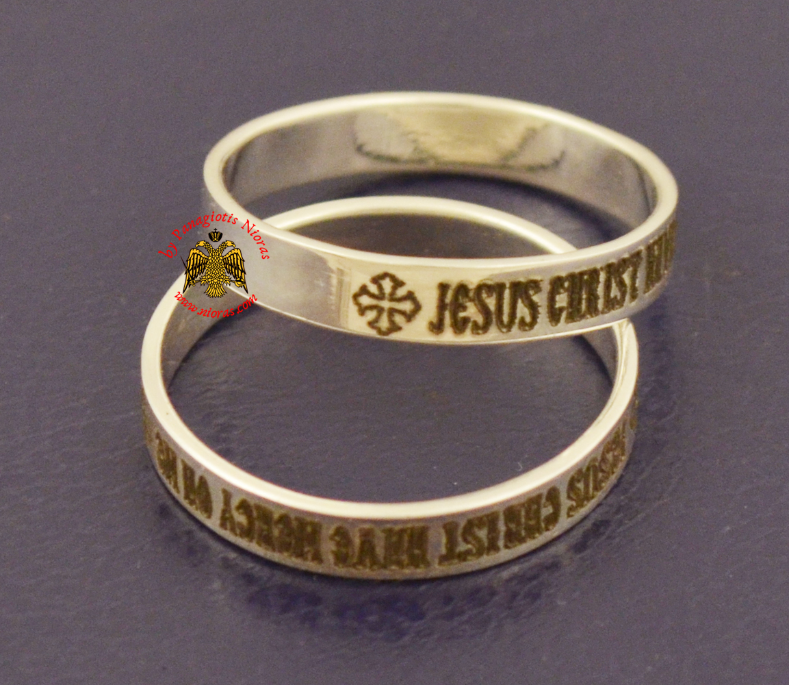 Silver Orthodox Ring Prayer Jesus Christ Have Mercy on Me 3mm