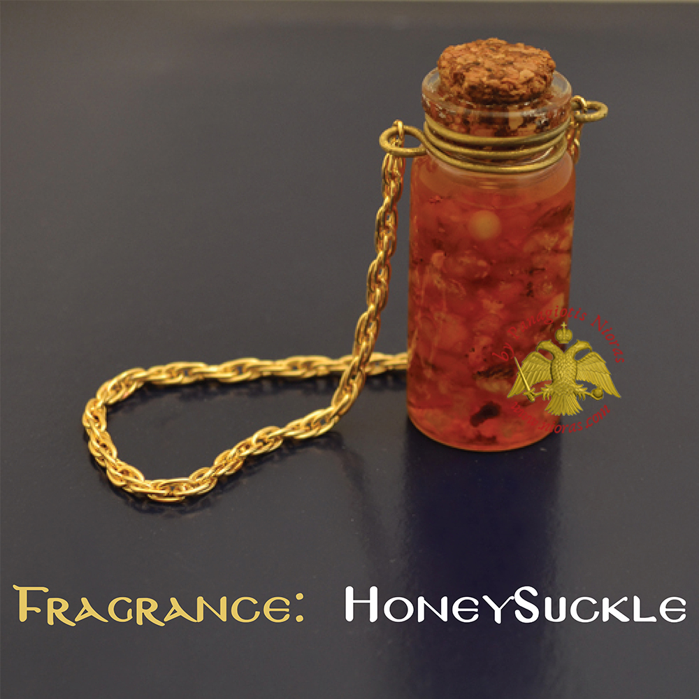 Perfumed Orthodox Incense Drops in HoneySuckle Fragrance Oil Bottled with Metal Chain 15ml