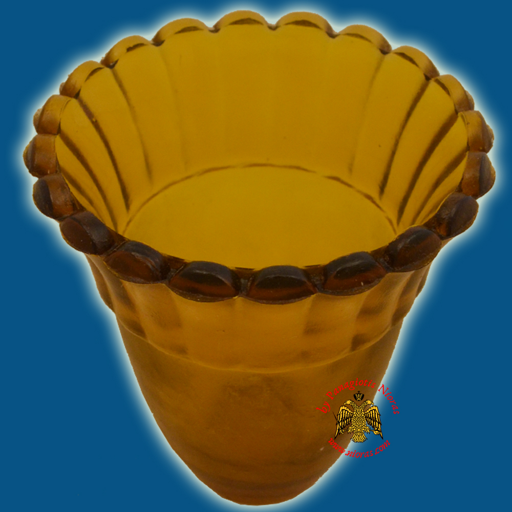 Κανδηλόκουπα Γυάλινη Ορθόδοξη απο Φυσικό Χρώμα Κεχριμπάρι