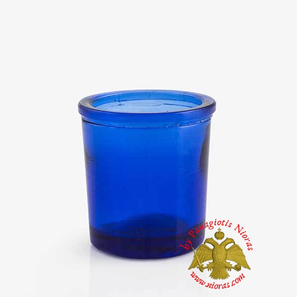 Replacement Vigil Oil Candle Glass Cup 6cm Blue