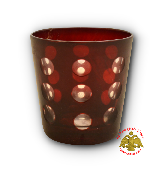 Romanian Orthodox Replacement Glass Cut Design Red Round