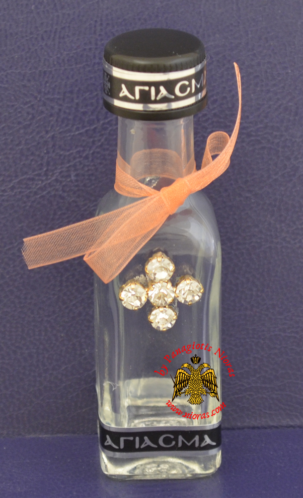 Holy Oil & Water Clear Glass Bottle With Clear Strass Cross