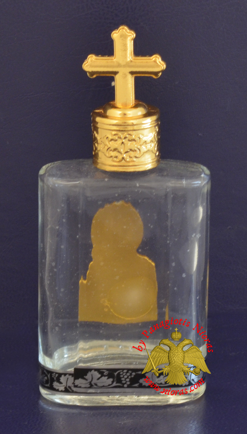 Holy Water Bottle With Golden Theotokos Icon and Metal Lid with ...
