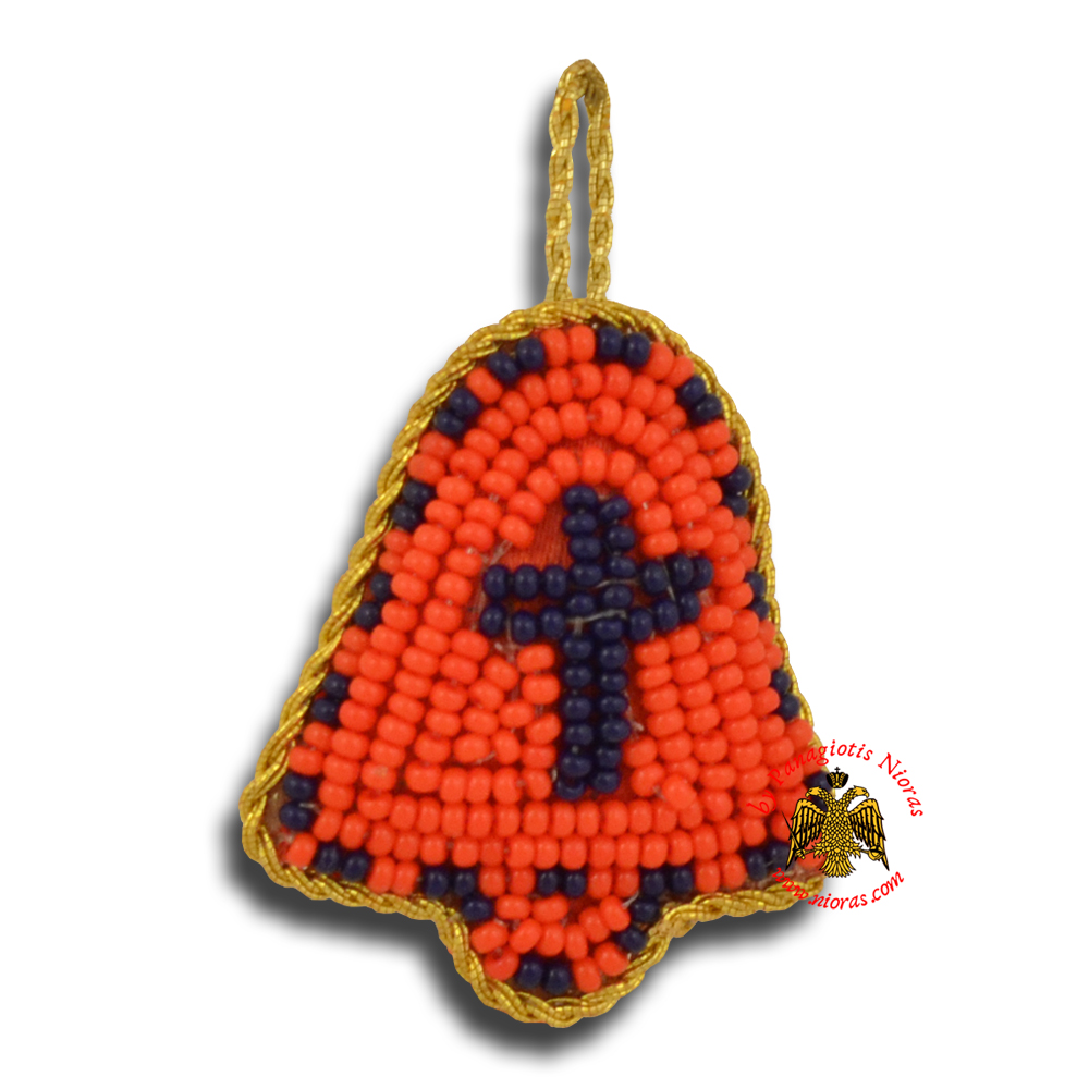 Orthodox Filakto Amulet Pendant Red Bell with Blue Cross Beads