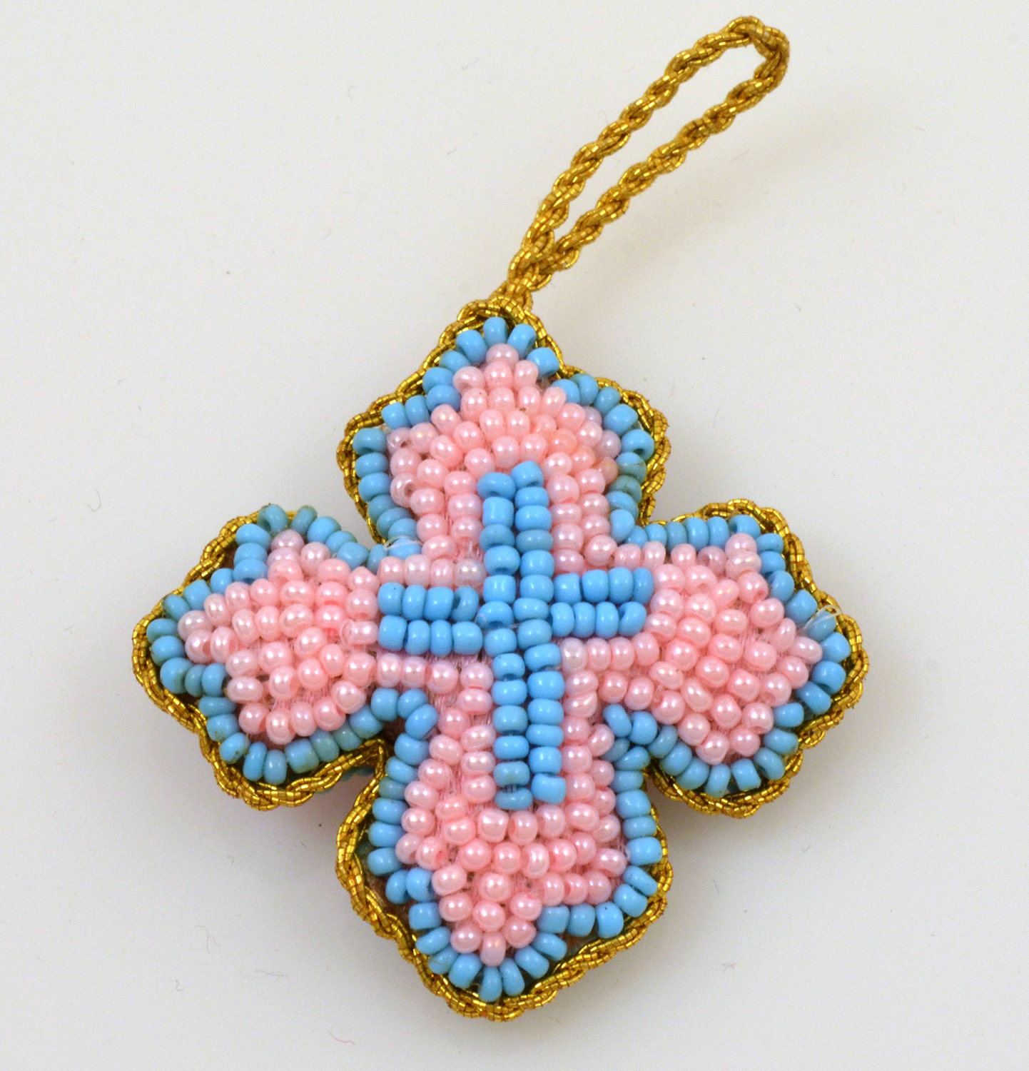 Orthodox Filakto Pendant Cross with Pink Beads