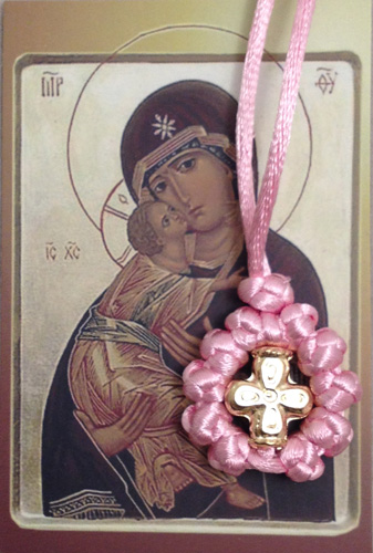 Prayer Rope Hanging Pink with Cross