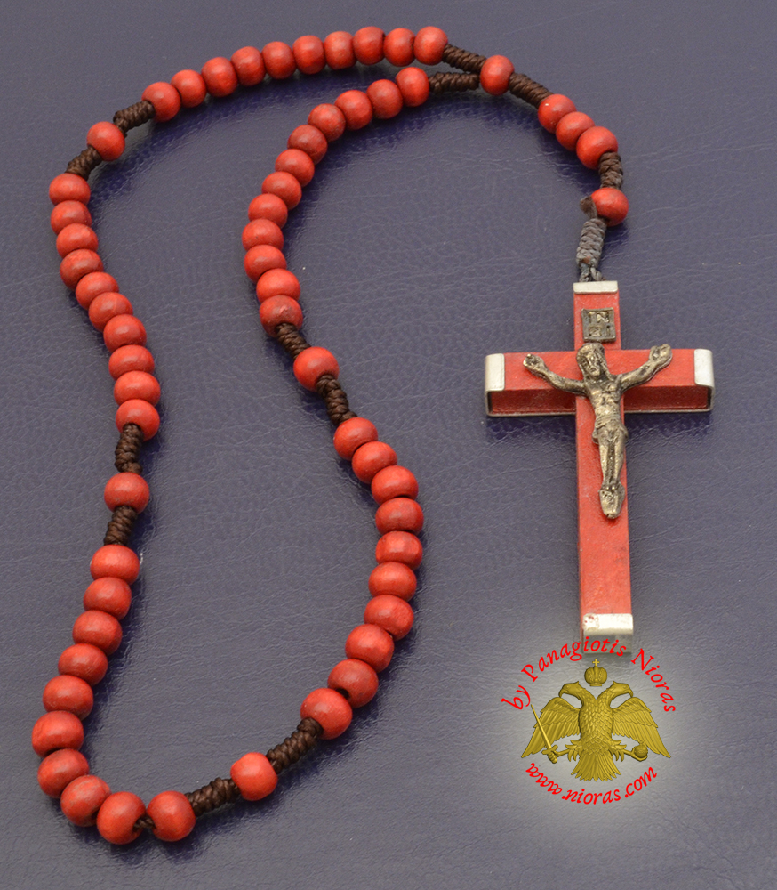 Religious Catholic Rosary With Cross Wooden Beads