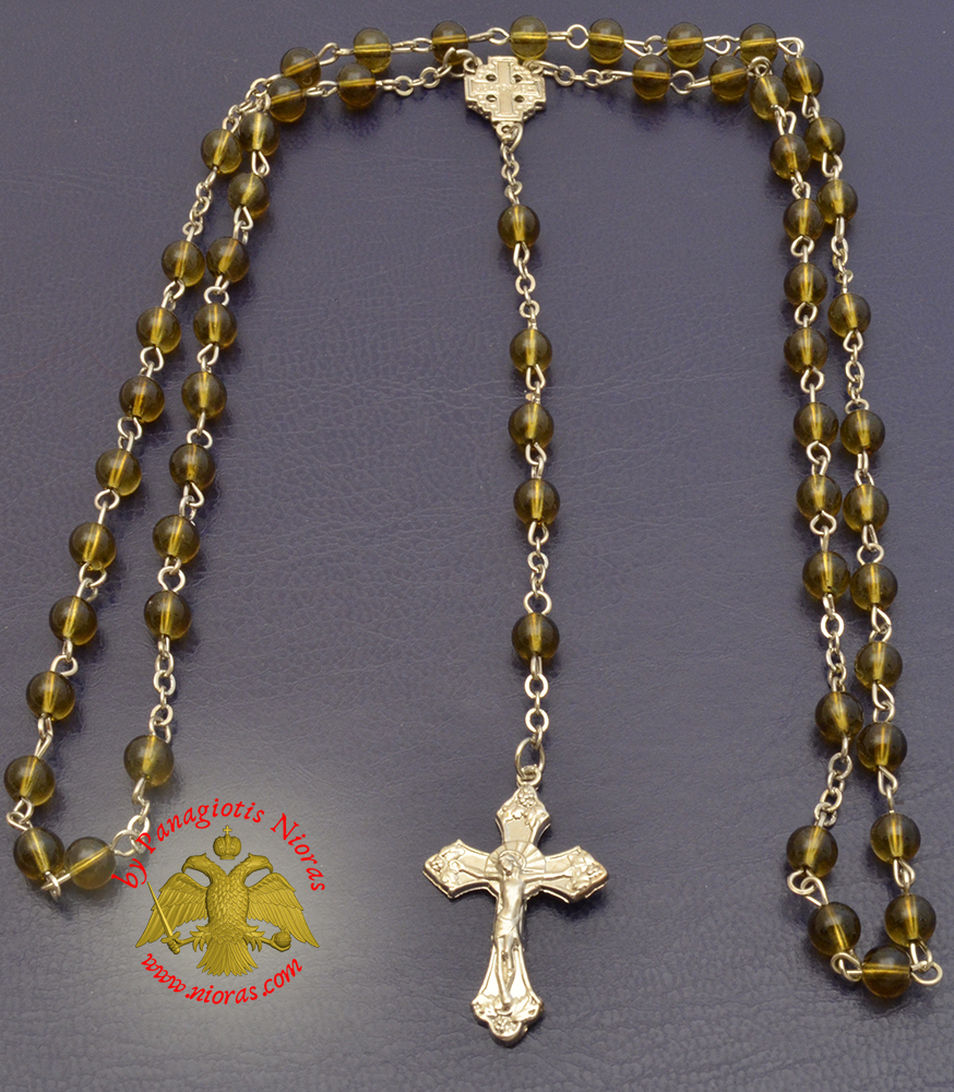 Religious Catholic Rosary With Cross Clear GreenBeads