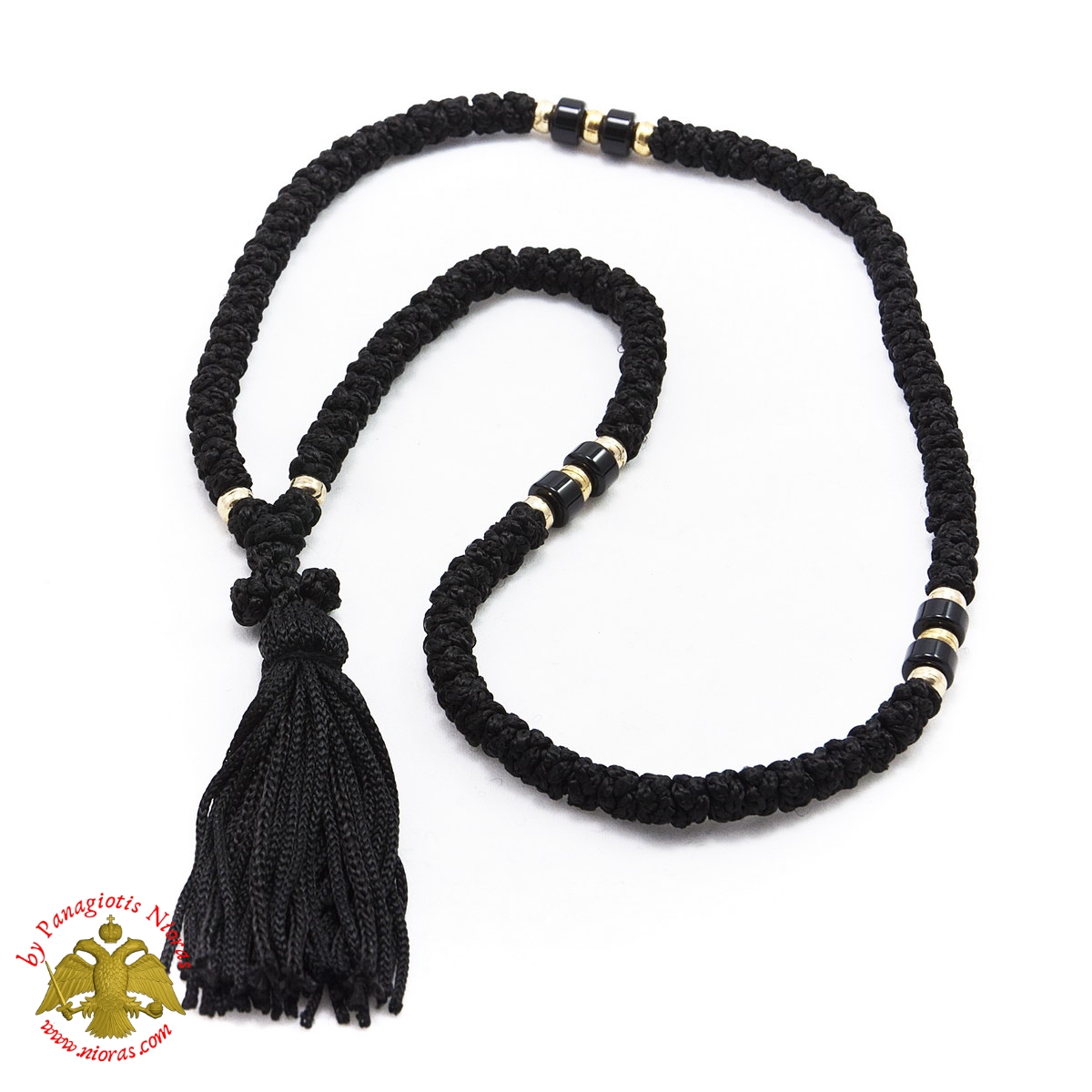 Orthodox Christian Black Prayer Rope 100 knots with Black Beads