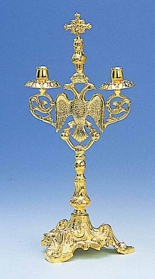 Eagle Figure Double Candle Stand Gold Plated