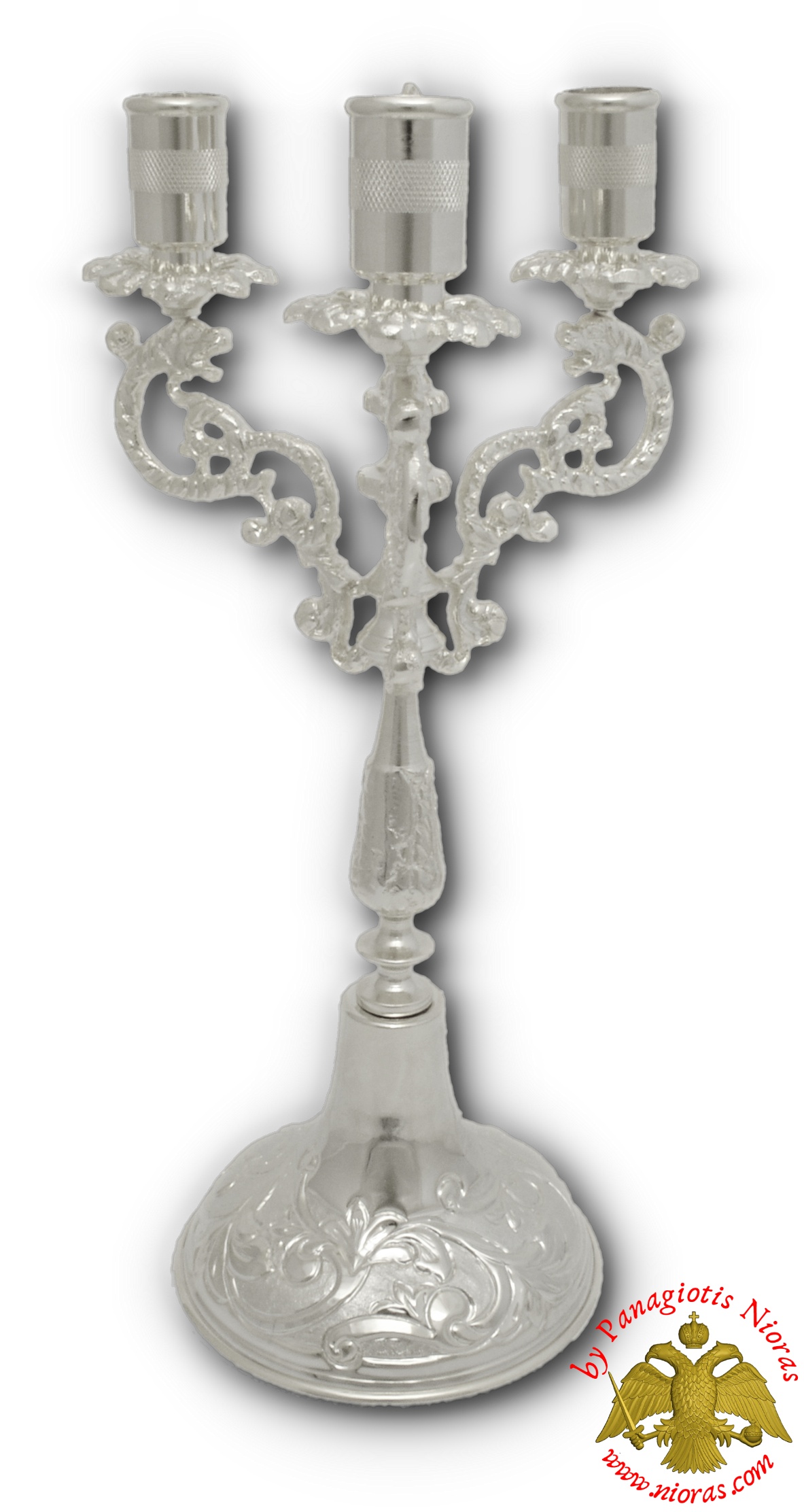 Orthodox Style Trikeri for Holy Table Nickel With Cross 30cm