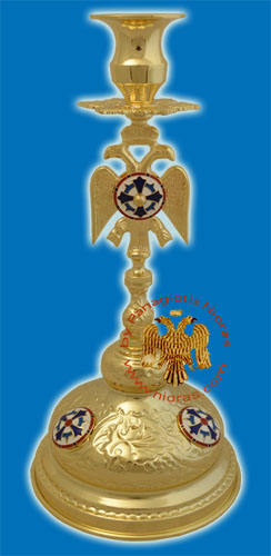 Holy Table Candle Stand Eagle Design Gold Plated with Enamels