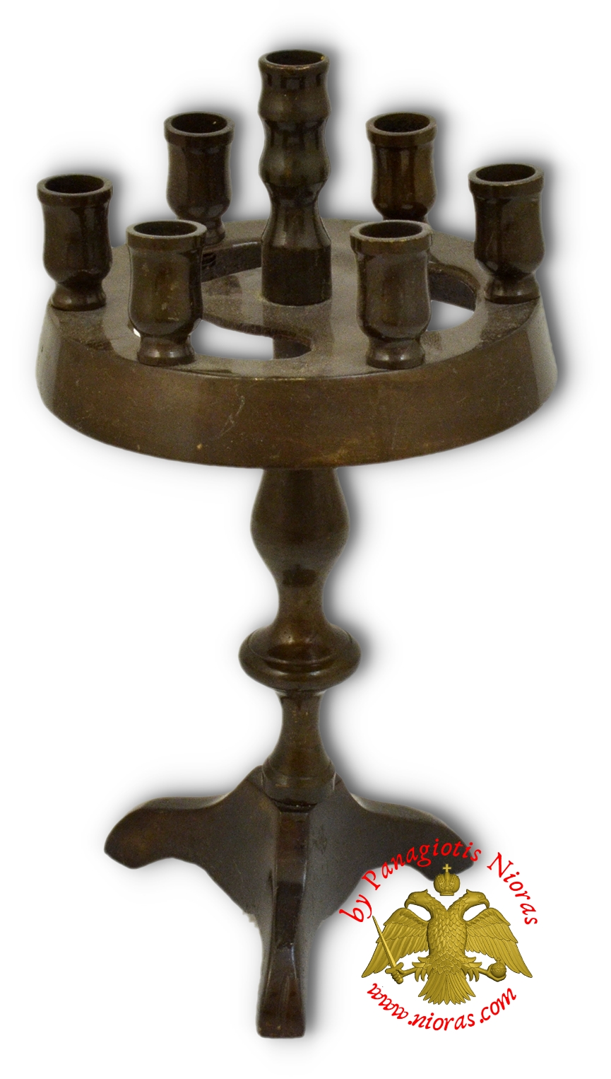 Orthodox Traditional Miniature Round 7-Candle Stand Antigue 8x16cm