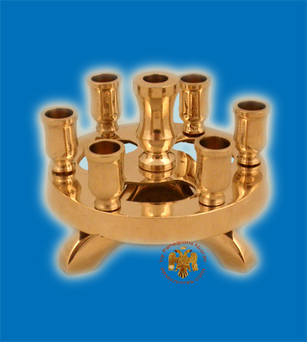 Orthodox Traditional Miniature Round 7-Candle Stand Brass 8x6cm