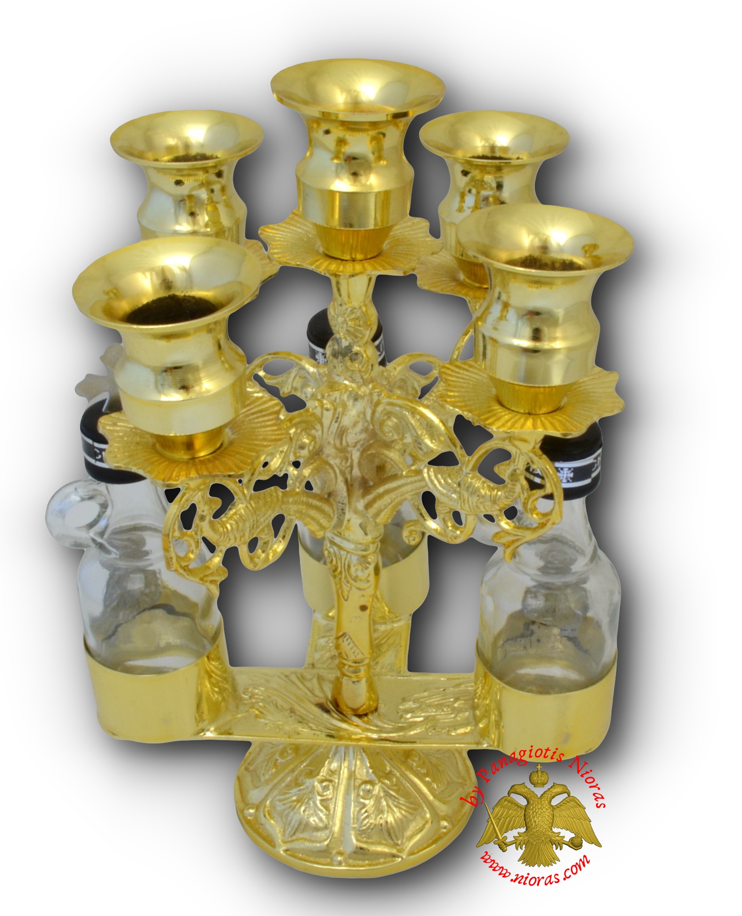 Holy Table Candle Stand for Artoklasia Gold Plated h:25x15cm