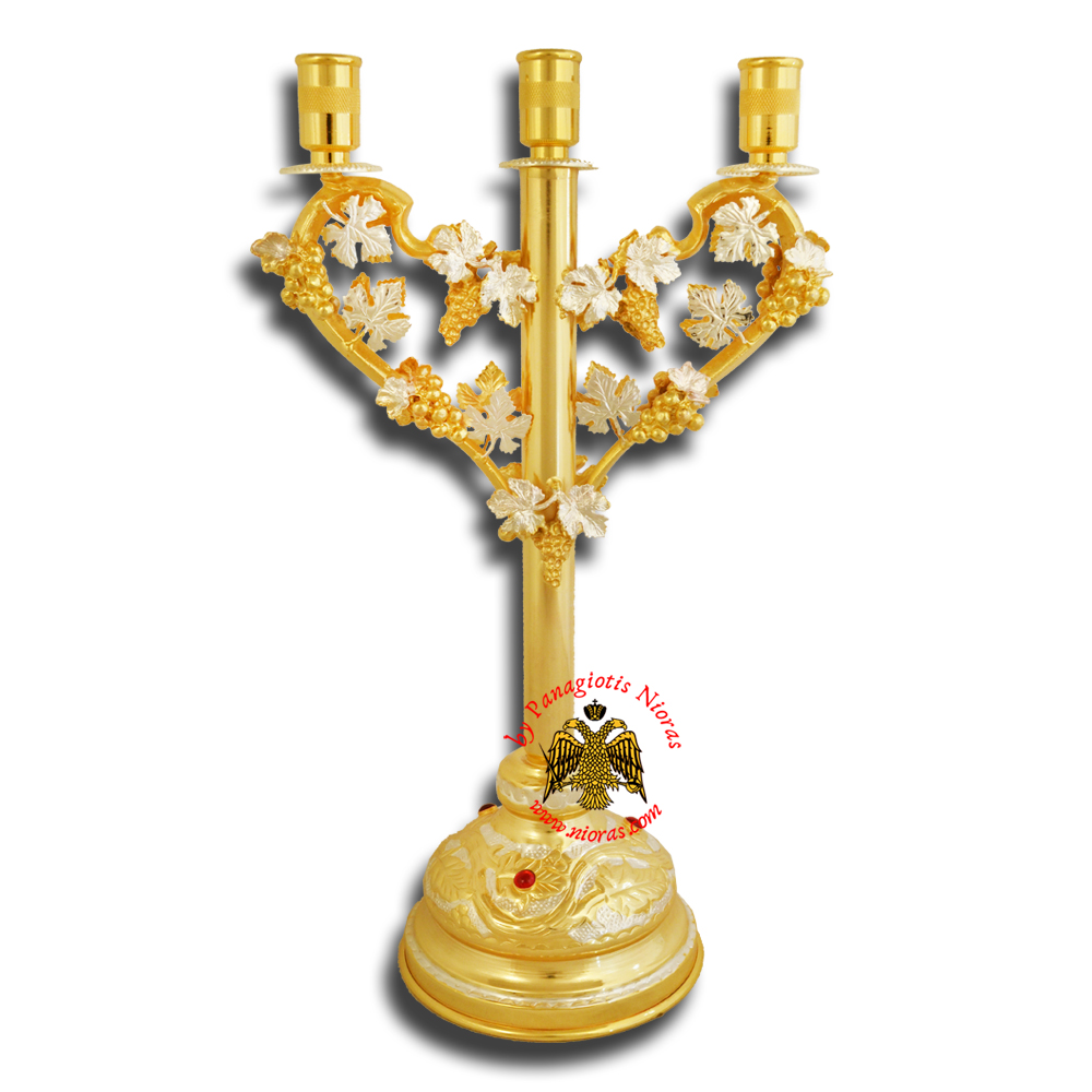 Orthodox Church Grapes Design Candle Stand Trikeri in Line 29cm
