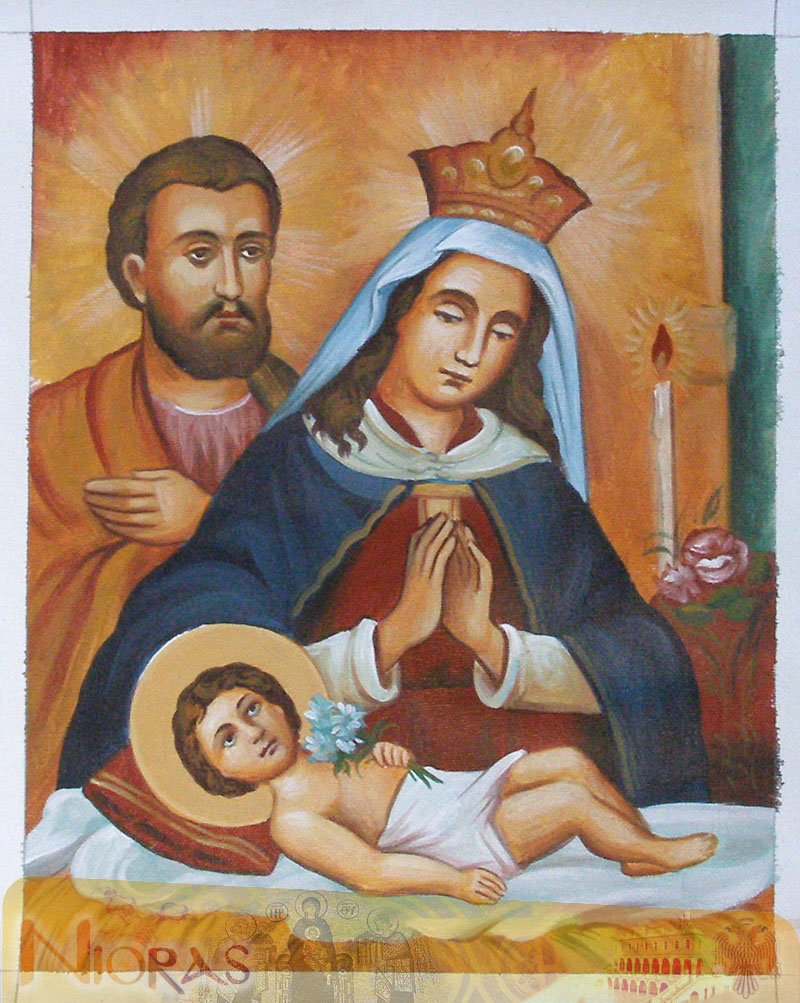 Hand Painted Holy Family A' Wooden Icon <b> Special Order</b>