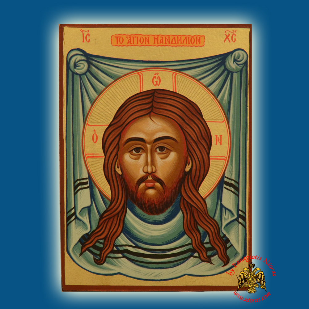 Christ The Holy Napkin Byzantine Wooden Icon on Canvas