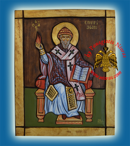 Saint Spyridon Hand Carved Icon 24x30cm