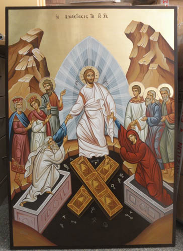 Hand Painted Resurrection of Christ Wooden Icon<b> Special Order </b>