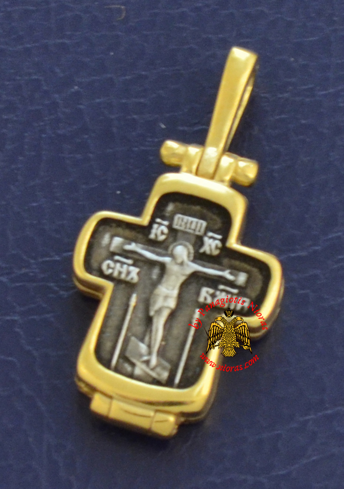 Russian Orthodox Cross Silver 925 Design Christ Gold Plated Details