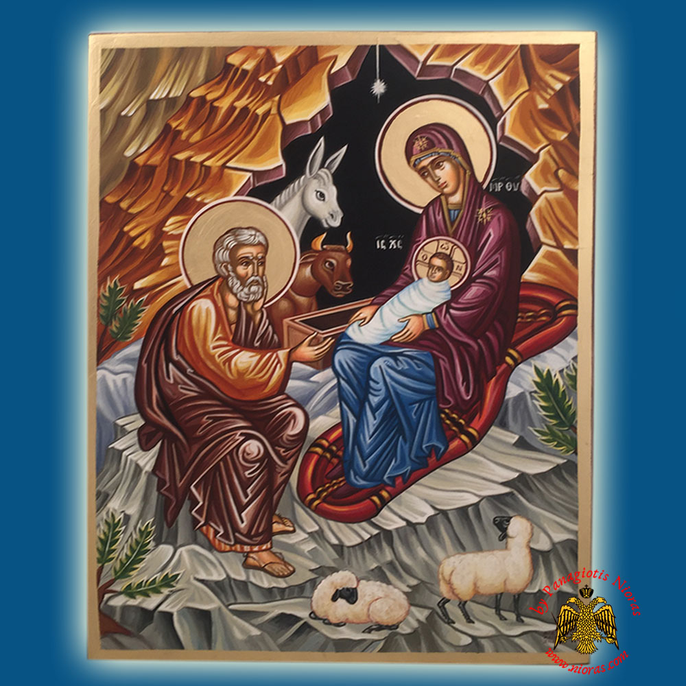 Hand Made Byzantine Birth of Christ Painted Wooden Icon <b>Special Order Request </b>