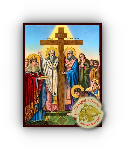 Holy Wooden Icon Exaltation of the Precious Cross NeoClassical Style