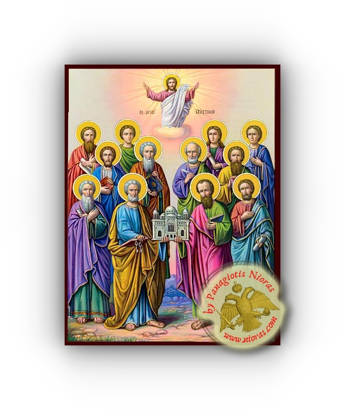 Holy Wooden Icon Synaxis of the twelve Saint Apostles NeoClassical Style