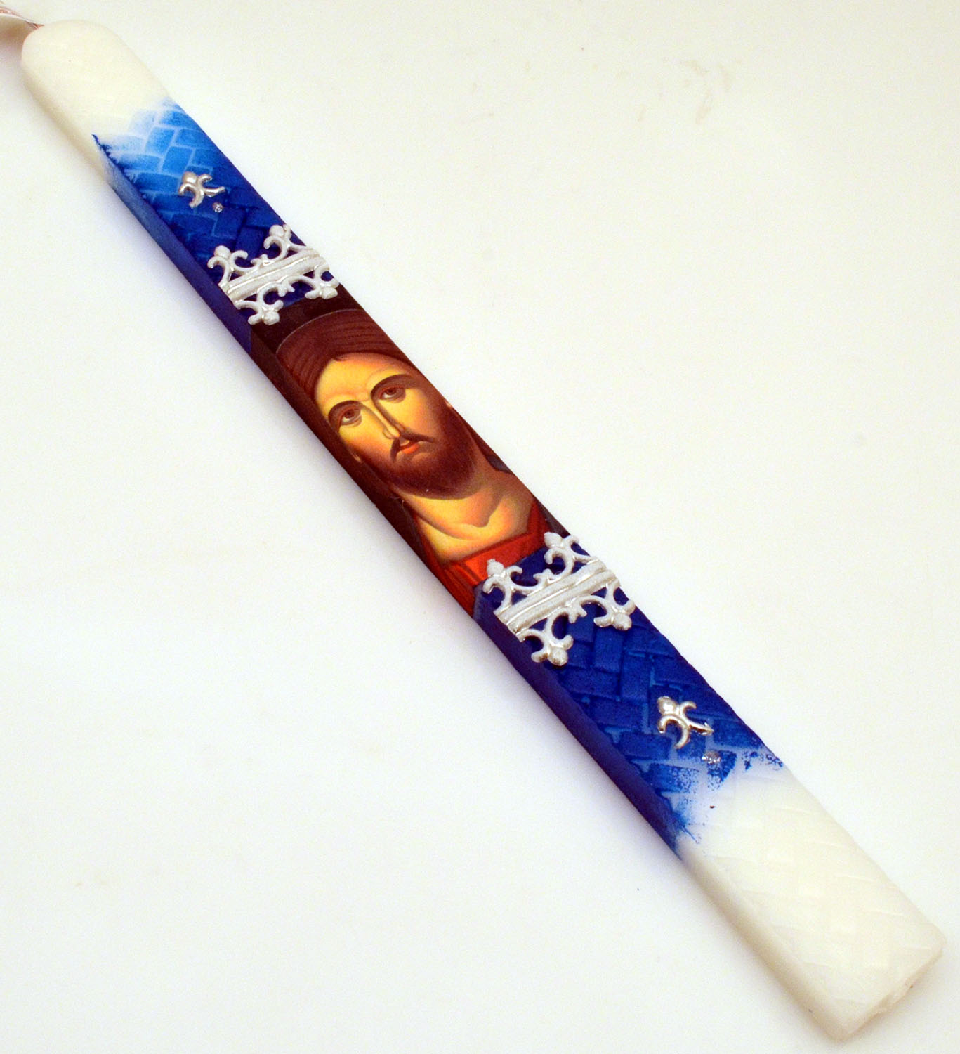 Πασχαλινή Λαμπάδα με Εικονα του Χριστού Μπλε 40εκ.