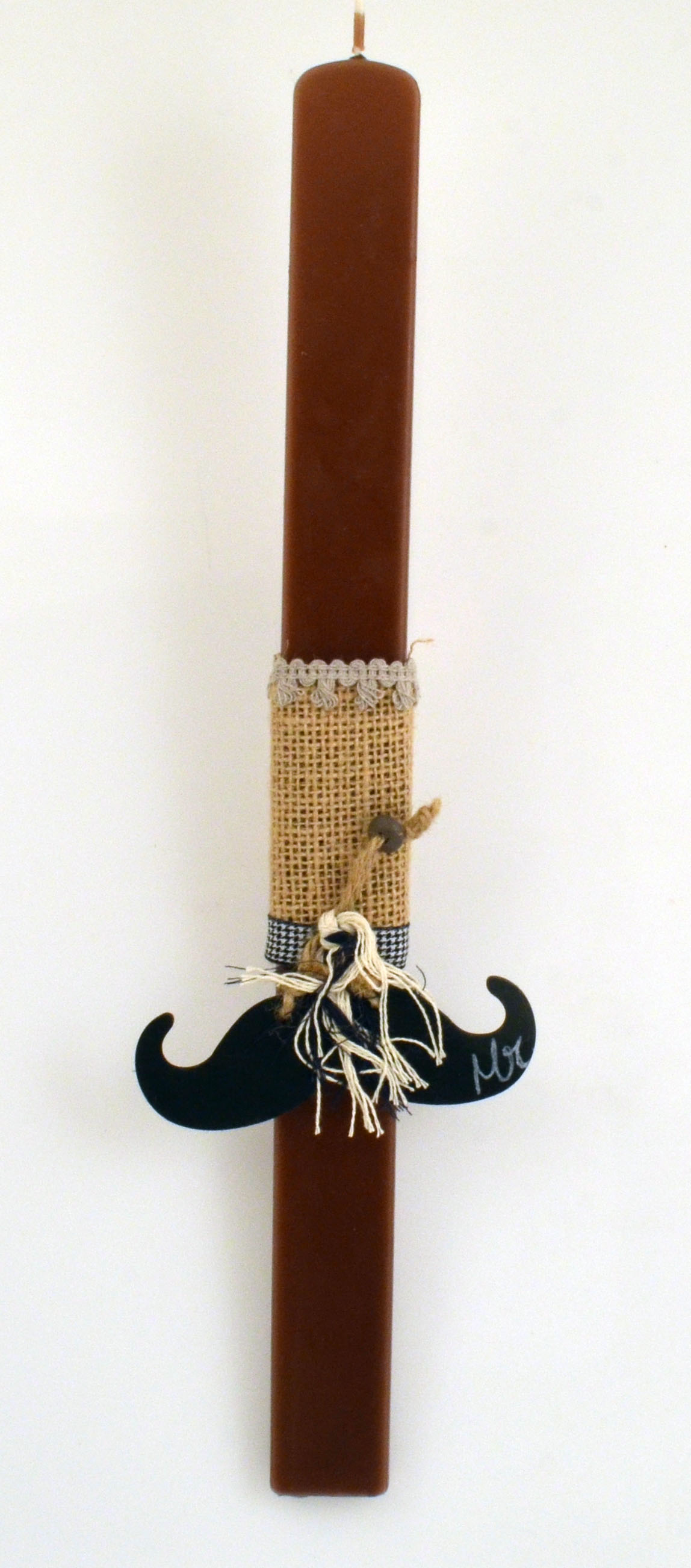 Easter Lampada Candle with Wooden Mustache 40cm