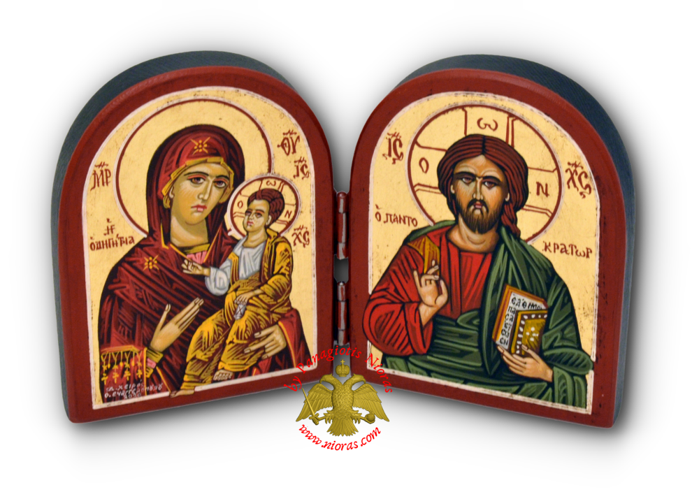 Hagiography Wooden Diptych Theotokos Christ 13x20cm