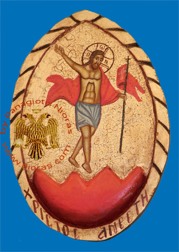 Hagiography Resurrection Christos Anesti Hand Painted Icon Gold Background