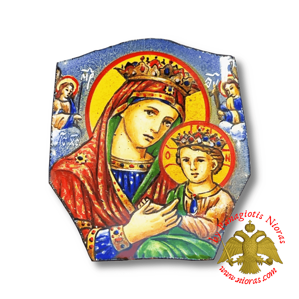 Enamel Holy Icon Theotokos Holy Virgin Mary With Angels