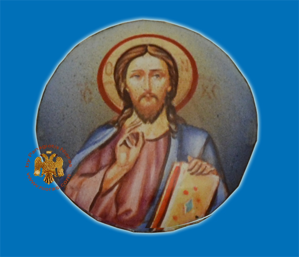 Enamel Round Blessing Christ Icon