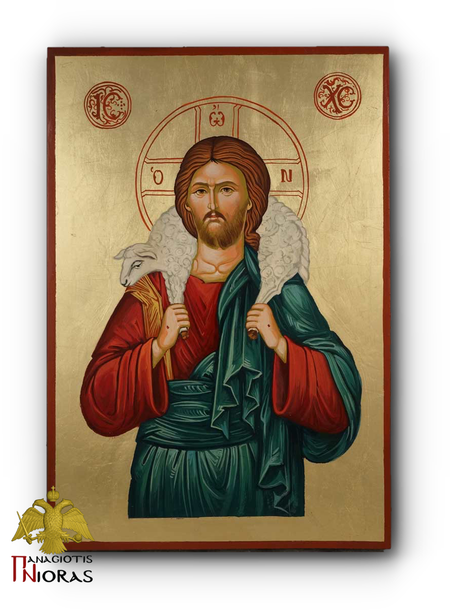Hagiography Jesus Christ Good Shepherd Byzantine Holy Icon 30x40cm