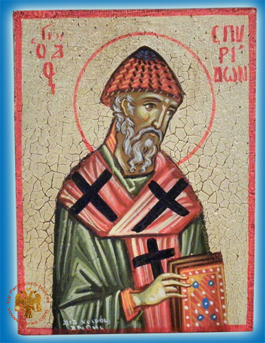Hagiography Icon Saint Spiridon Gold