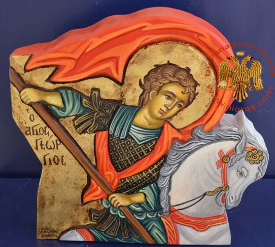 Hagiography Saint George Hand Painted Icon 16x18cm