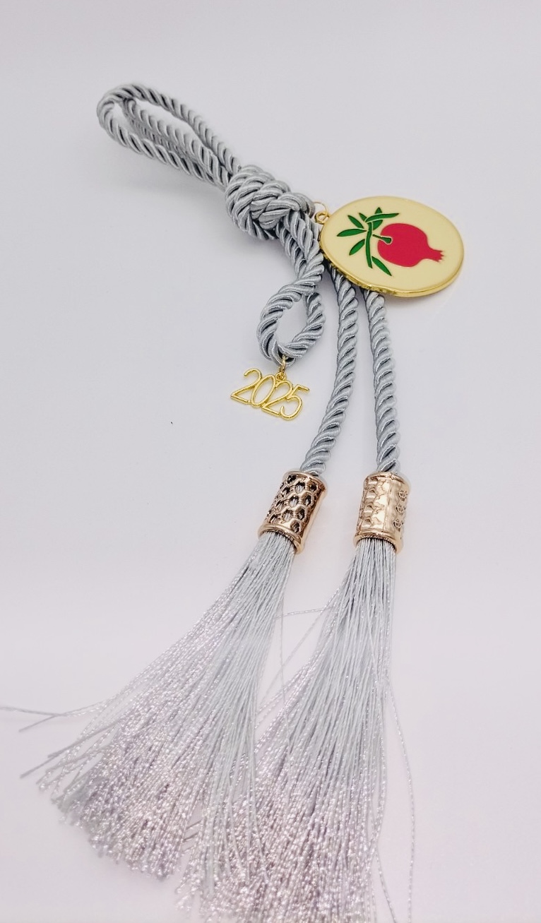 Lucky Charm 2025 Enamel Pomegranate Gold Plated in a Colored Hanging Cord